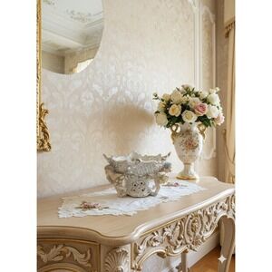 Antique German Porcelain Cherub Centerpiece Bowl Rococo Reticulated Basketwork